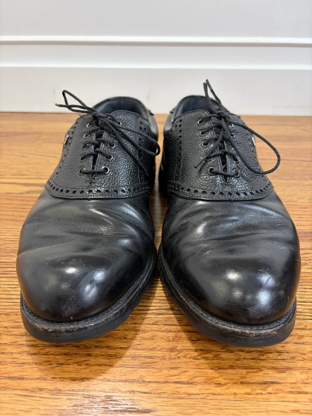 FootJoy Premier Classic+ Protech Black Leather Spikeless Golf Shoes (9.5 X-wide)